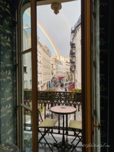 Double rainbow out the window of the Hotel Providence in Paris France