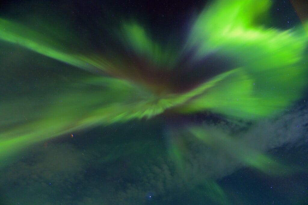 Incredible northern lights (aurora borealis) corona in Tromso, Norway