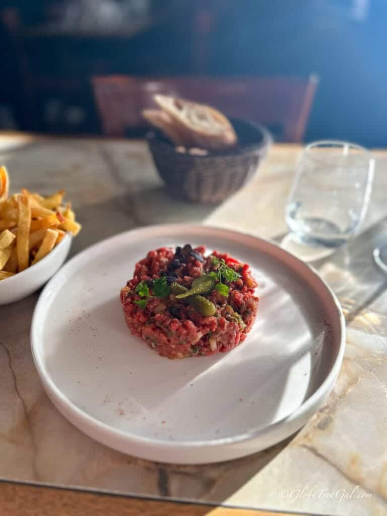 Steak tartare at Restaurant Paul on île de la Cité in Paris France