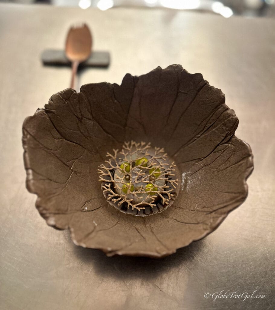 One course in the tasting menu at Smak Restaurant in Tromsø, Norway.