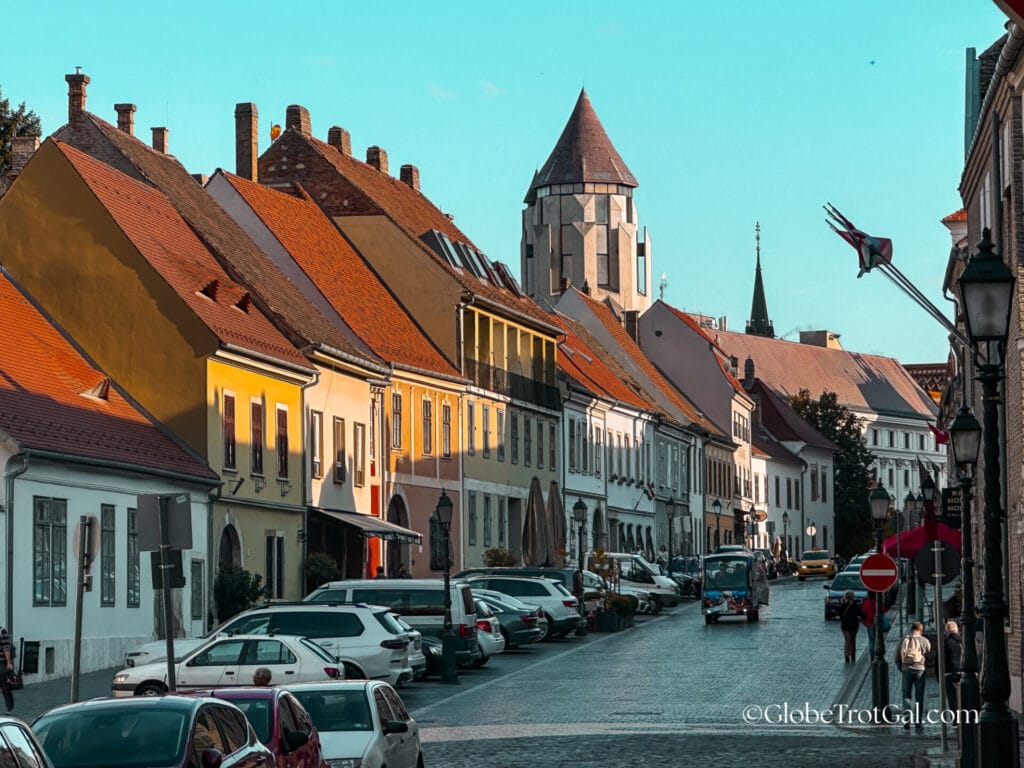 Quaint street in Buda castle district in Budapest, one of the top things to do in Budapest.