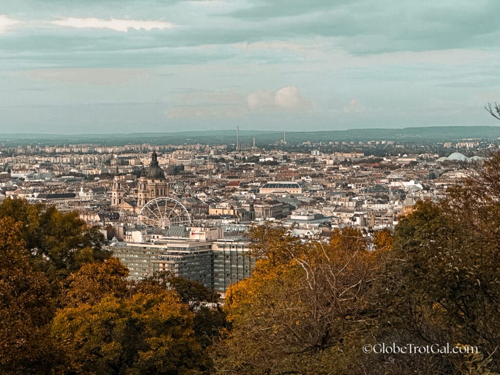 View of central Pest from Gellert Hill in Budapest Hungary