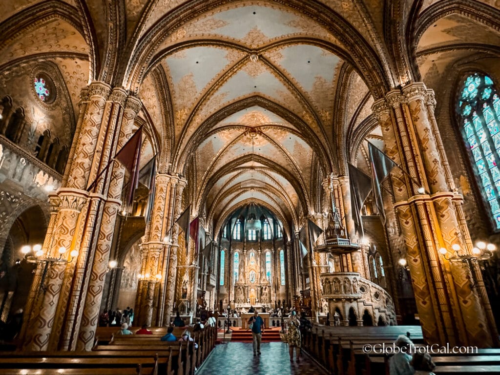 Matthias Church interior in Budapest, one of the best things to do in Budapest.