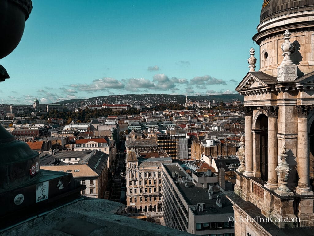 View from the rooftop terrace at St Stephens Cathedral in Budapest