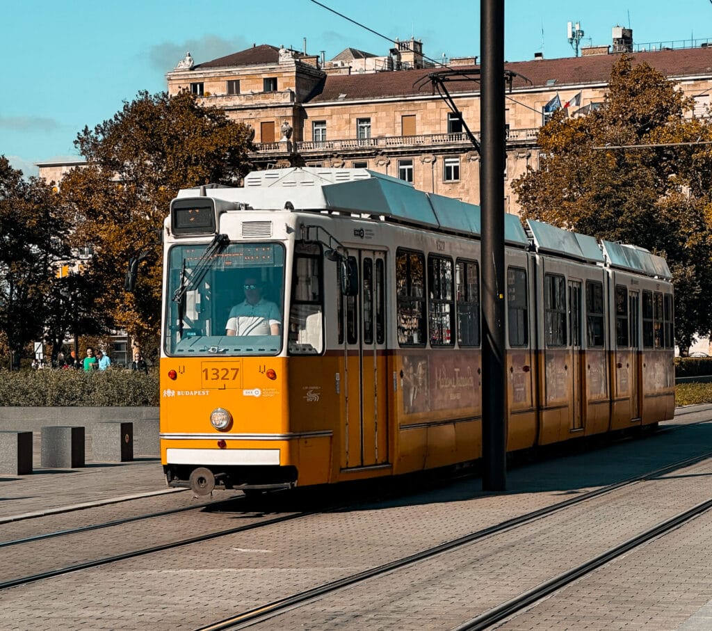 Historic tram 2 in Budapest Hungary
