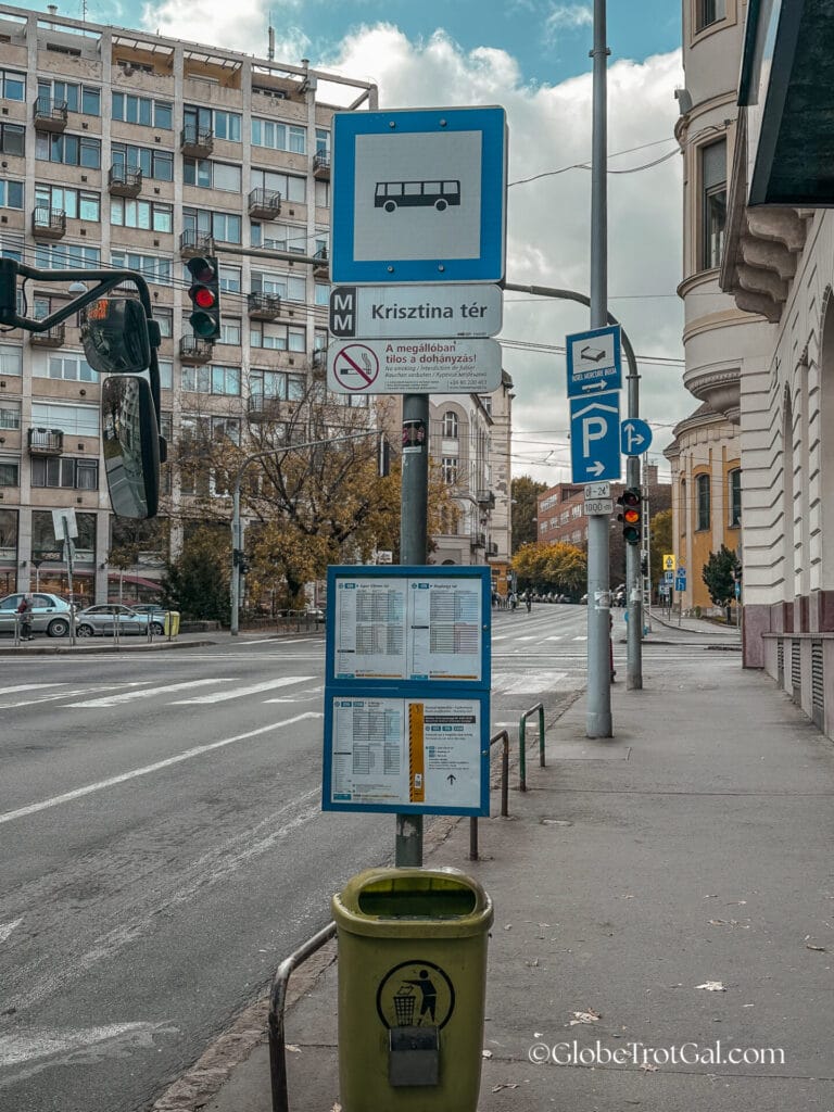 Bus stop at Krisztina tér in Budapest Hungary