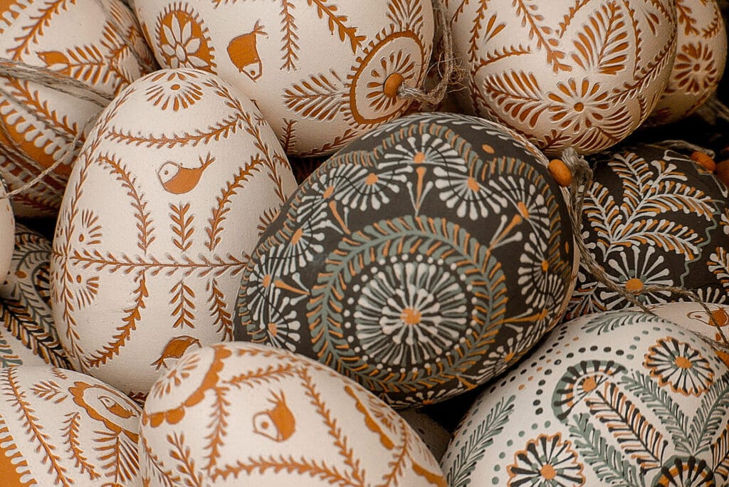 Handpainted eggs in traditional Hungarian patterns