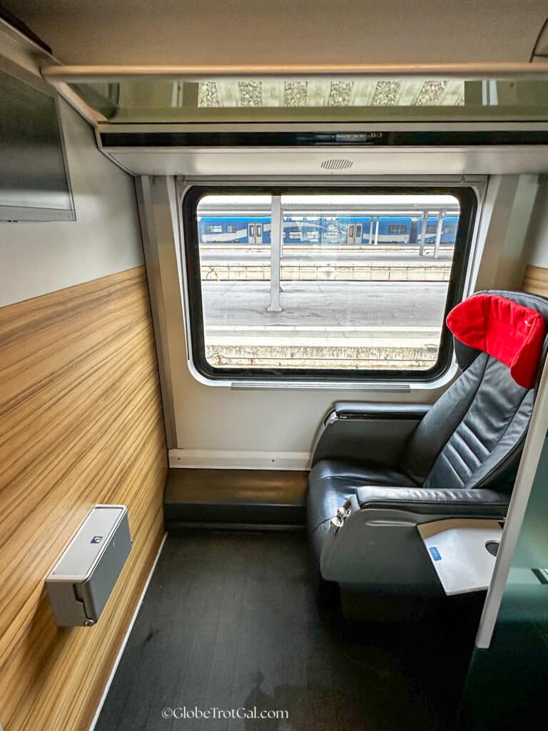 Business class seats in an OBB Railjet Train