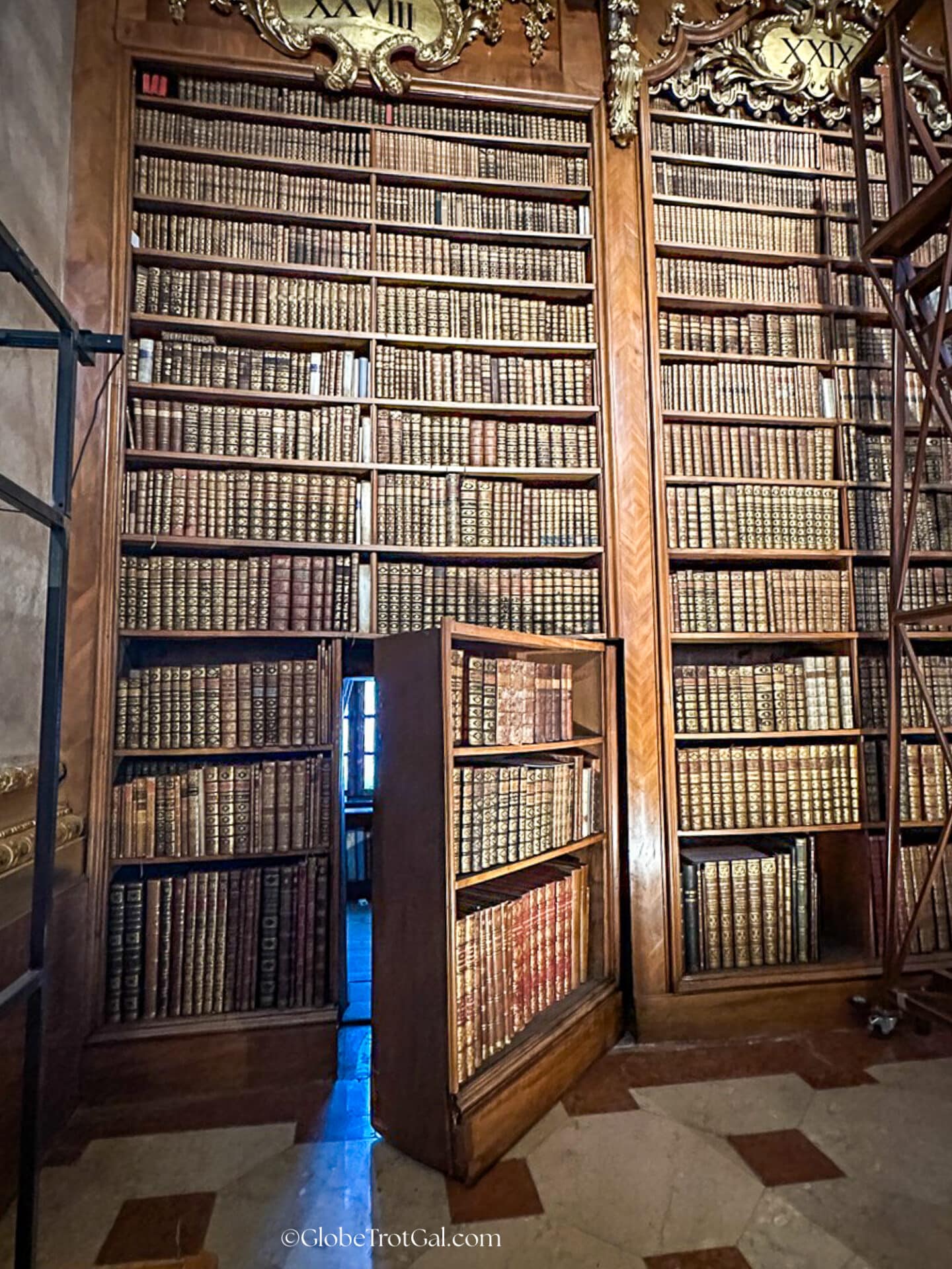 Bookshelves in Austrian State Library Main Hall