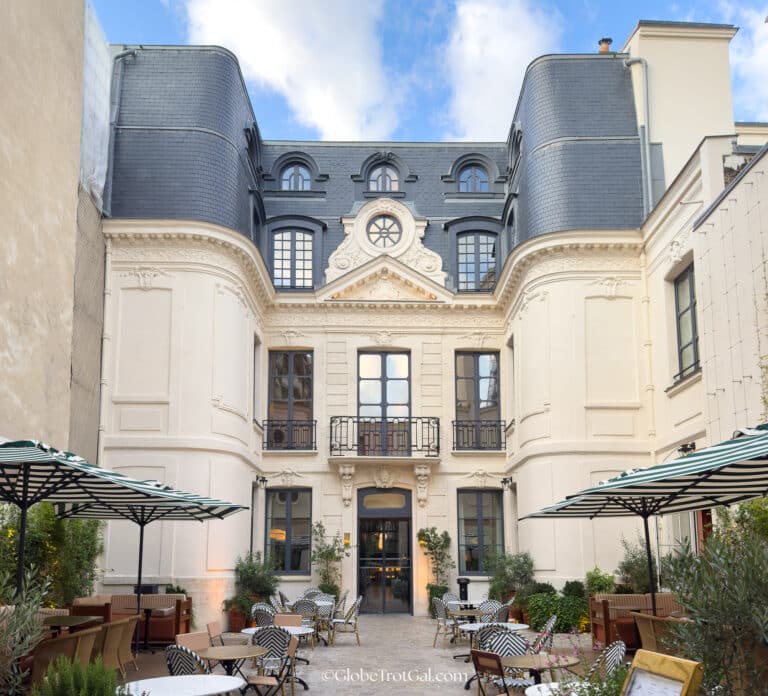 Exterior courtyard of Le Jardin de Locke one of the best aparthotels in Paris