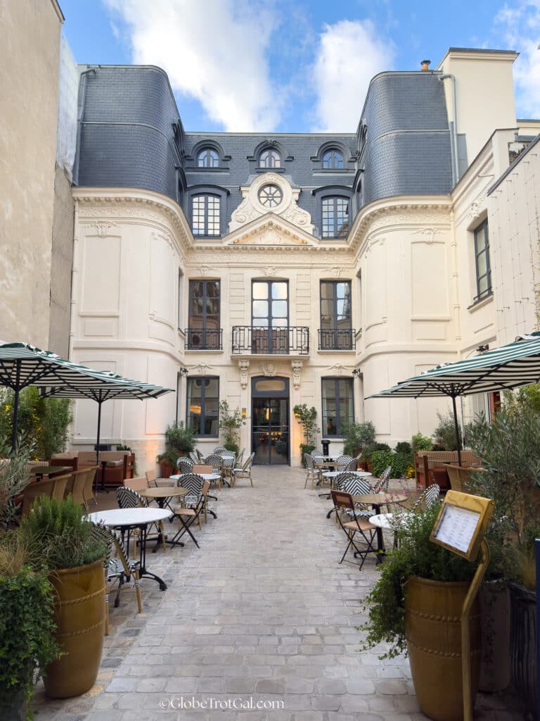 Exterior courtyard at Le Jardin de Locke one of the best aparthotels in Paris